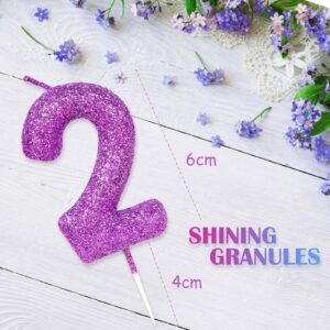 5th Glitter Birthday Candles, Purple Pink Birthday Number Candle for Cake Topper Decorations for Girls Birthday Party Wedding Anniversary Celebration Supplies