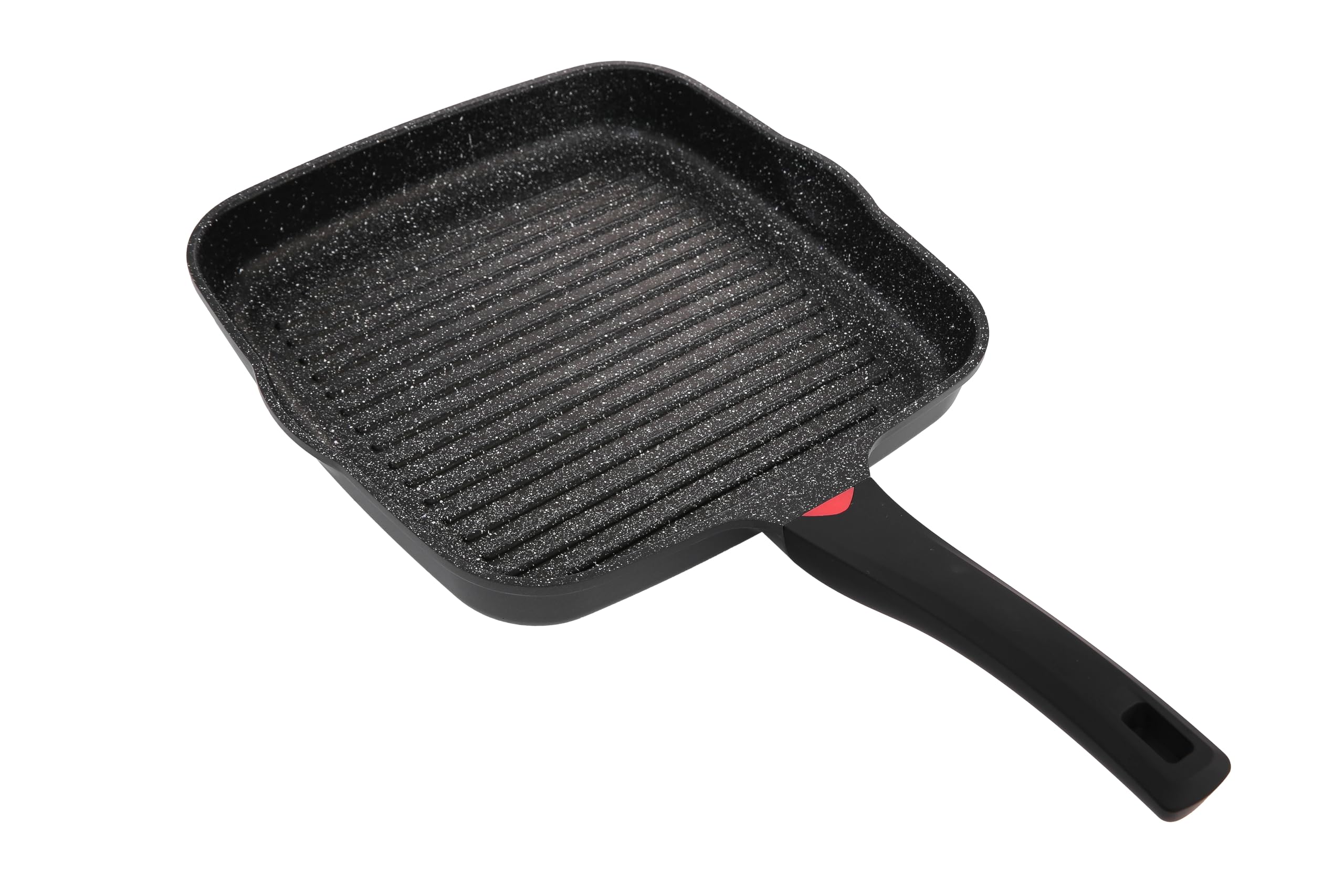 11 Inch Non Stick Grill Pan Granite Coated with Pour Spout - Lightweight 2.66 Quart Grill Pan for Indoor Cooking with Grip Handle - Induction Compatible PFOA Free Stove Top Grill (Black)