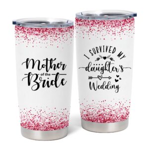 mother of the bride gifts, wedding party gifts for bride's mother from daughter, bridal shower gift for bride's mother, engagement gifts for mother of the bride, mom of the bride 20 oz tumbler