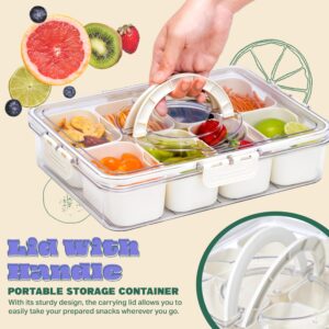 Snackle Box Container, Divided Serving Tray With Lid for Snack, Fruit Storage Containers for Fridge, You Can Use Snack Containers for Charcuterie - Fruit Tray for Picnic, 8 Compartment Snack Box