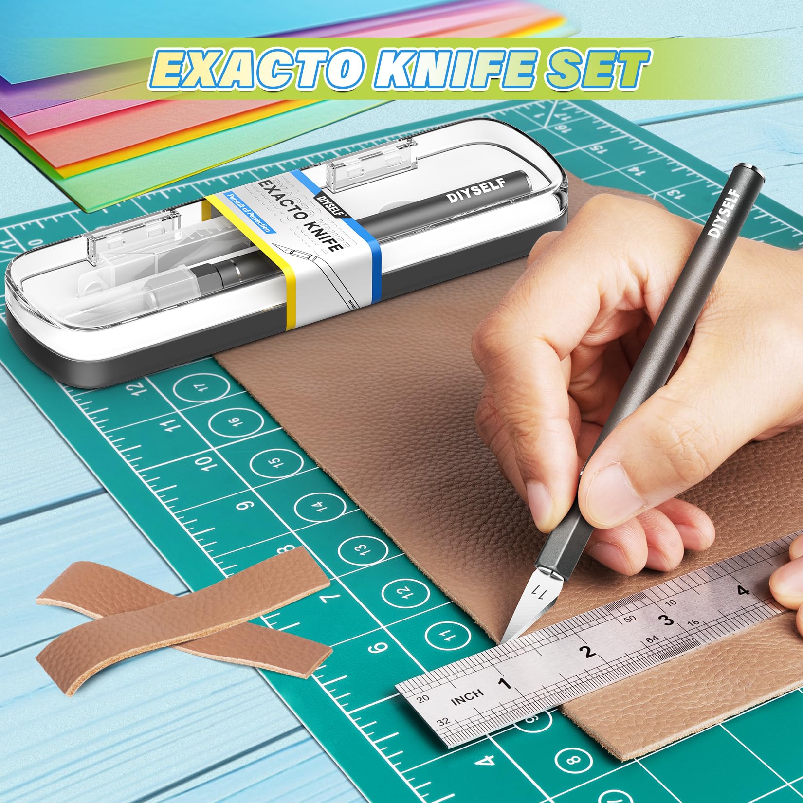 DIYSELF Exacto Knife, 12 Pcs Exacto Knife Set with Case, Craft Knife, Hobby Knife, Exacto Knives for Crafting, Scrapbooking, Rubber Stamps, Handmade Work, Precision Knife with #11 Blades