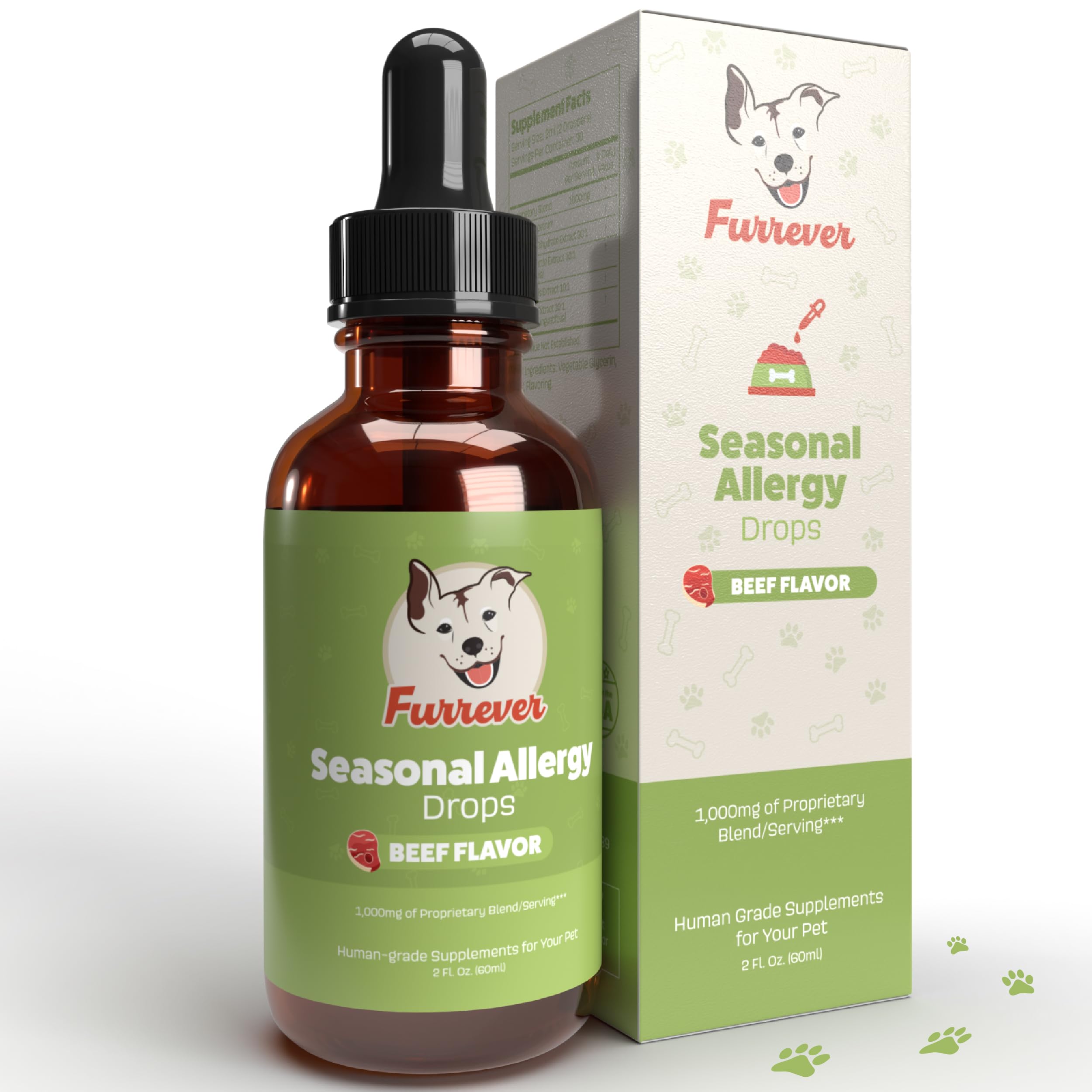 Furrever Dog Allergy Relief Drops - Support Your Pets Immune System During Seasonal Allergies - for Itching, Scratching, and Licking - Allergy Aid for Dogs & Cats - Beef Flavored - 2oz