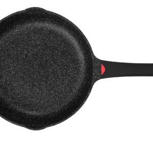 11 Inch Non Stick Deep Frying Pan Granite Coated with Pour Spout - Lightweight 4.27 Quart Skillets and Frying Pans with Comfort Stay Cool Grip Handle - Induction Compatible PFOA Free Frying Pan