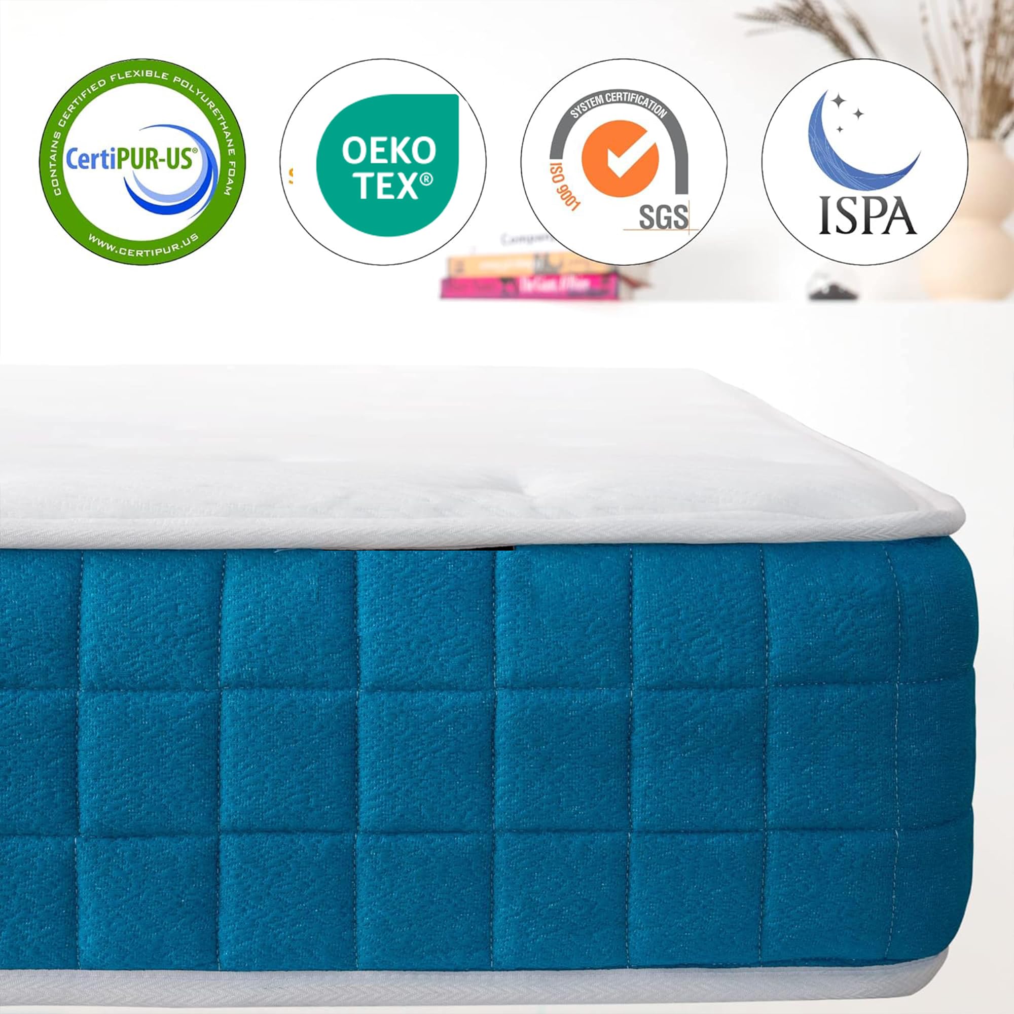 BreezeRest Twin XL Mattress 10 Inch Hybrid Mattress Bed in a Box,Medium Firm (with Free Memory Foam Topper) Cooling Gel Memory Foam Mattress with Individually Innerspring Pocket Coils Pressure Relief