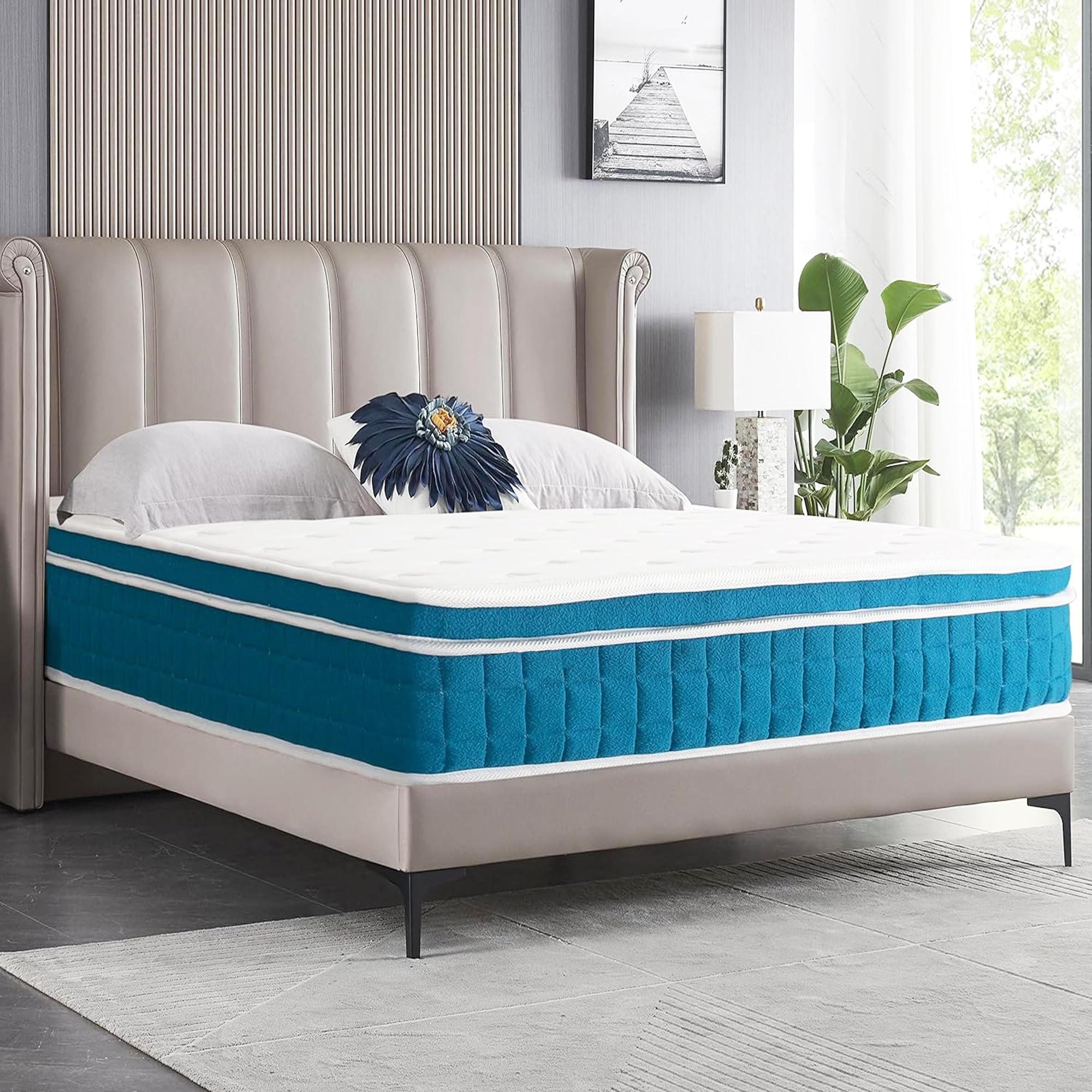 BreezeRest Queen Mattress 12 Inch Hybrid Mattress Bed in a Box,Colchones Queen Soft Cooling Gel Memory Foam Mattress with Individually Innerspring Pocket Coils for Motion Isolation