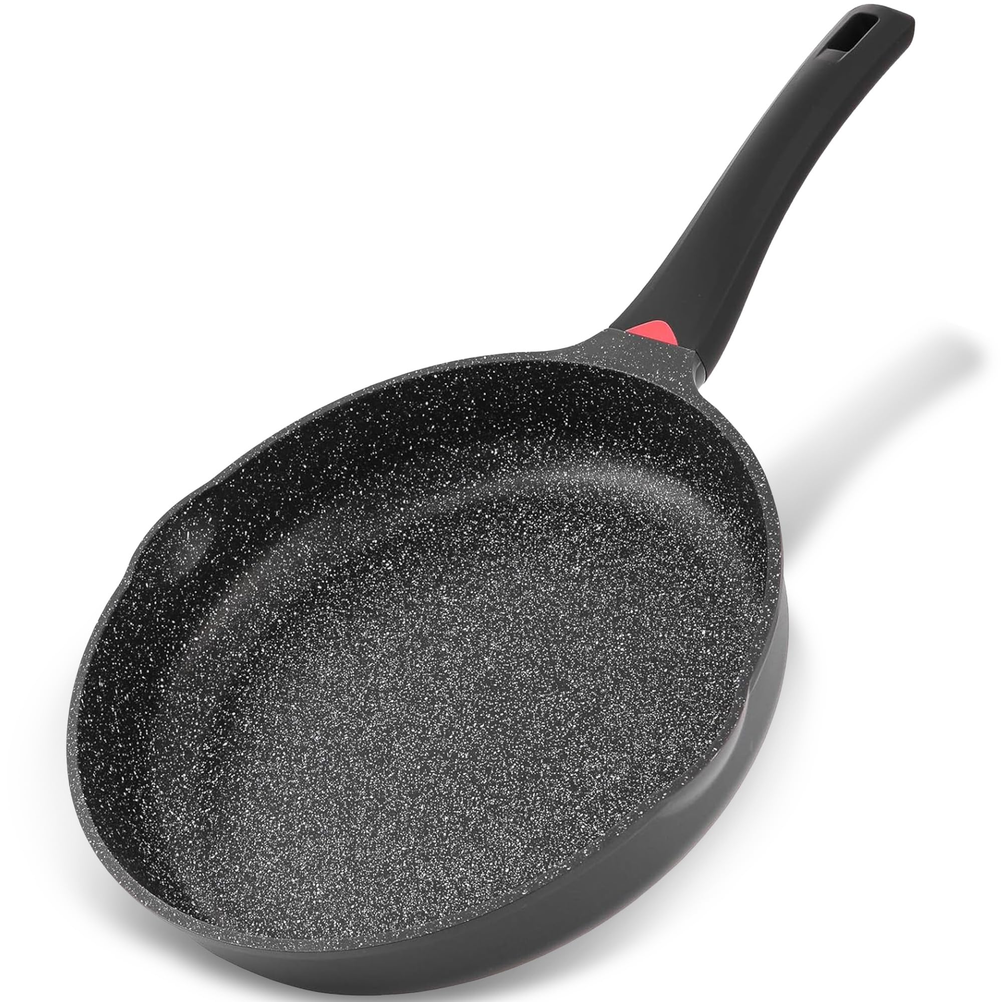 11 Inch Non Stick Frying Pans Granite Coated with Pour Spout - Lightweight 2.9 Quart Skillets and Frying Pans with Comfort Stay Cool Grip Handle - Induction Compatible PFOA Free Frying Pan (Black)