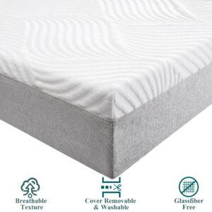 BreezeRest Cal King Mattress 10 Inch Memory Foam Mattress Bed in a Box,Medium Soft Cooling Gel Green Tea Cal King Size Mattress with Breathable Soft Fabric Cover CertiPUR-US Pressure Relieving