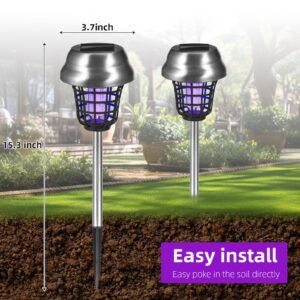 Jahy2Tech Solar Bug Zapper Outdoor Mosquito Zapper 2 in 1 Mosquito Killer Lamp Purple & White Light for Patio Yard Garden Pathway Insect Mosquito Repellent (4)