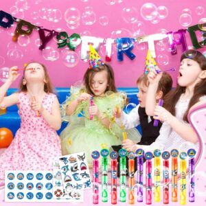 24PCS Shark DIY Bubble Wands Party Favors 96PCS Stickers for Goodie Bag Fillers Pinata Stuffers, Mini Bubble Bulk Birthday Party Supplies Toys Gifts Class Prizes for Toddlers Boys Girls