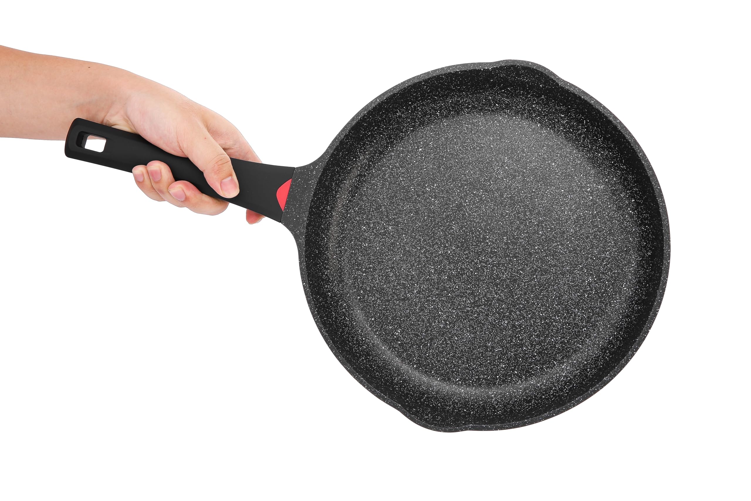 11 Inch Non Stick Frying Pans Granite Coated with Pour Spout - Lightweight 2.9 Quart Skillets and Frying Pans with Comfort Stay Cool Grip Handle - Induction Compatible PFOA Free Frying Pan (Black)