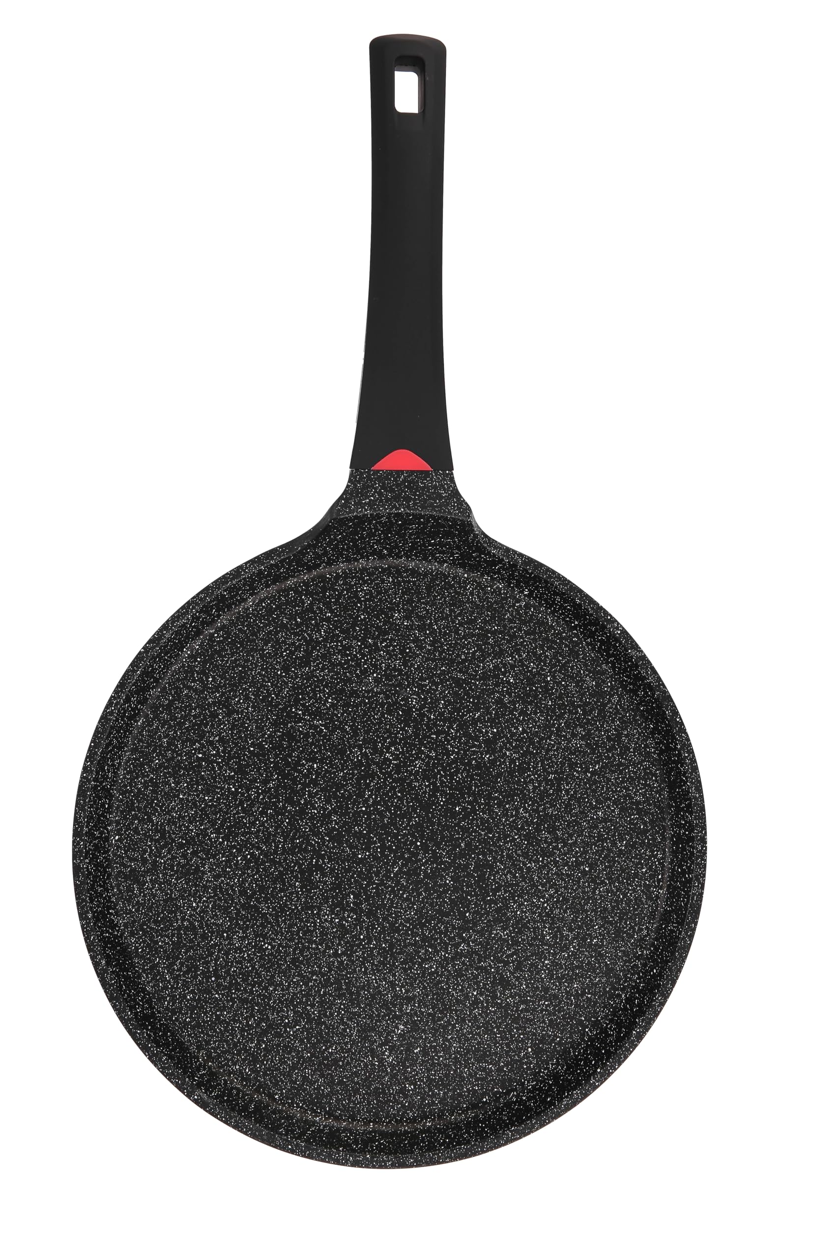 Non Stick 11 Inch Granite Coated Crepe Pan - Lightweight 4.27 Quart Dosa Pan with Comfort Stay Cool Grip Handle - Induction Compatible PFOA Free Tortilla Pan (Black)