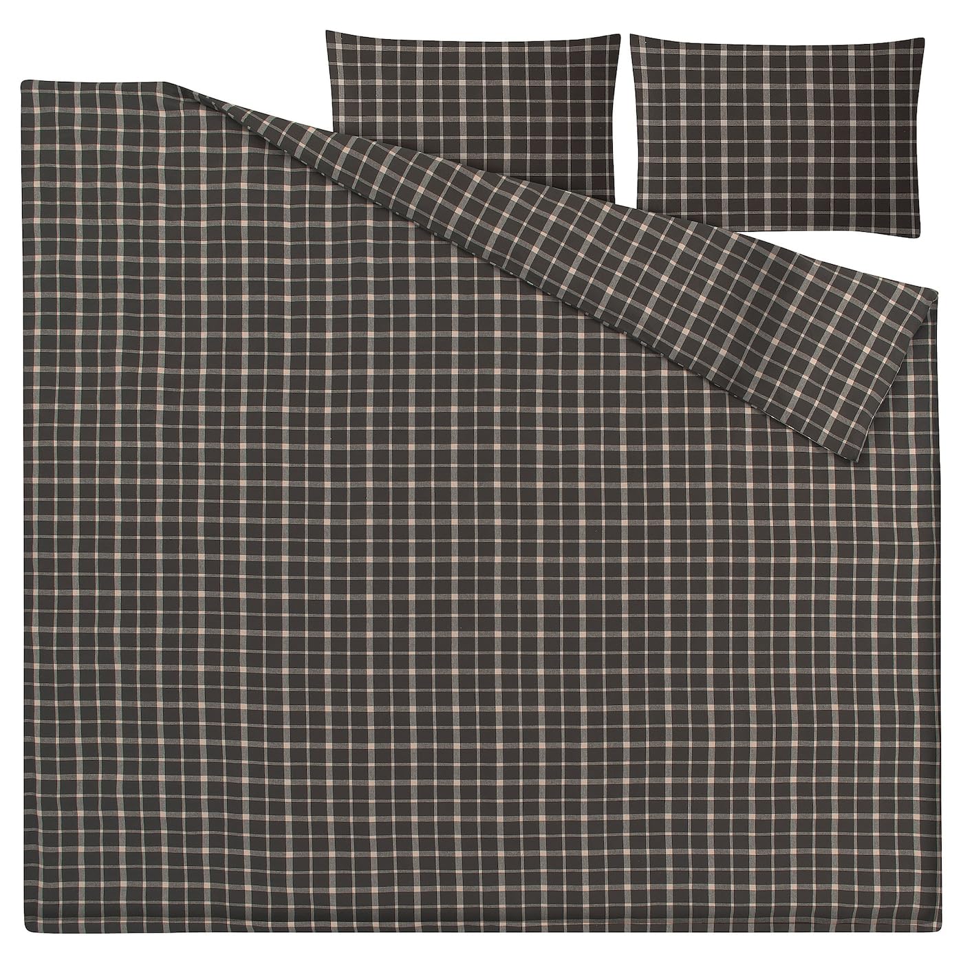 STRUTBRAKEN King Duvet Cover and Pillowcase(s) Cotton Gray Check