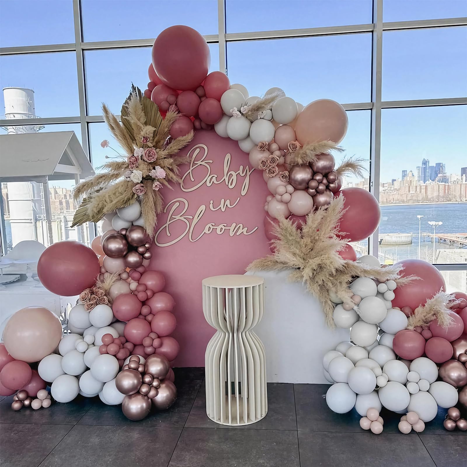 Baby in Bloom Baby Shower Decorations Baby in Bloom Balloon Garland Arch Kit Rose Red Maca Orange Sand White Metal Rose Gold Balloons for Birthday Bridal Wedding Baby in Bloom Party Decorations