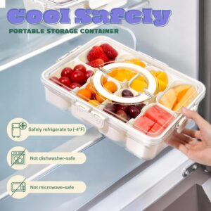 Snackle Box Container, Divided Serving Tray With Lid for Snack, Fruit Storage Containers for Fridge, You Can Use Snack Containers for Charcuterie - Fruit Tray for Picnic, 8 Compartment Snack Box