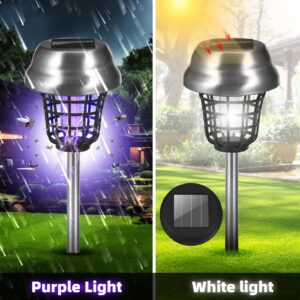 Jahy2Tech Solar Bug Zapper Outdoor Mosquito Zapper 2 in 1 Mosquito Killer Lamp Purple & White Light for Patio Yard Garden Pathway Insect Mosquito Repellent (4)