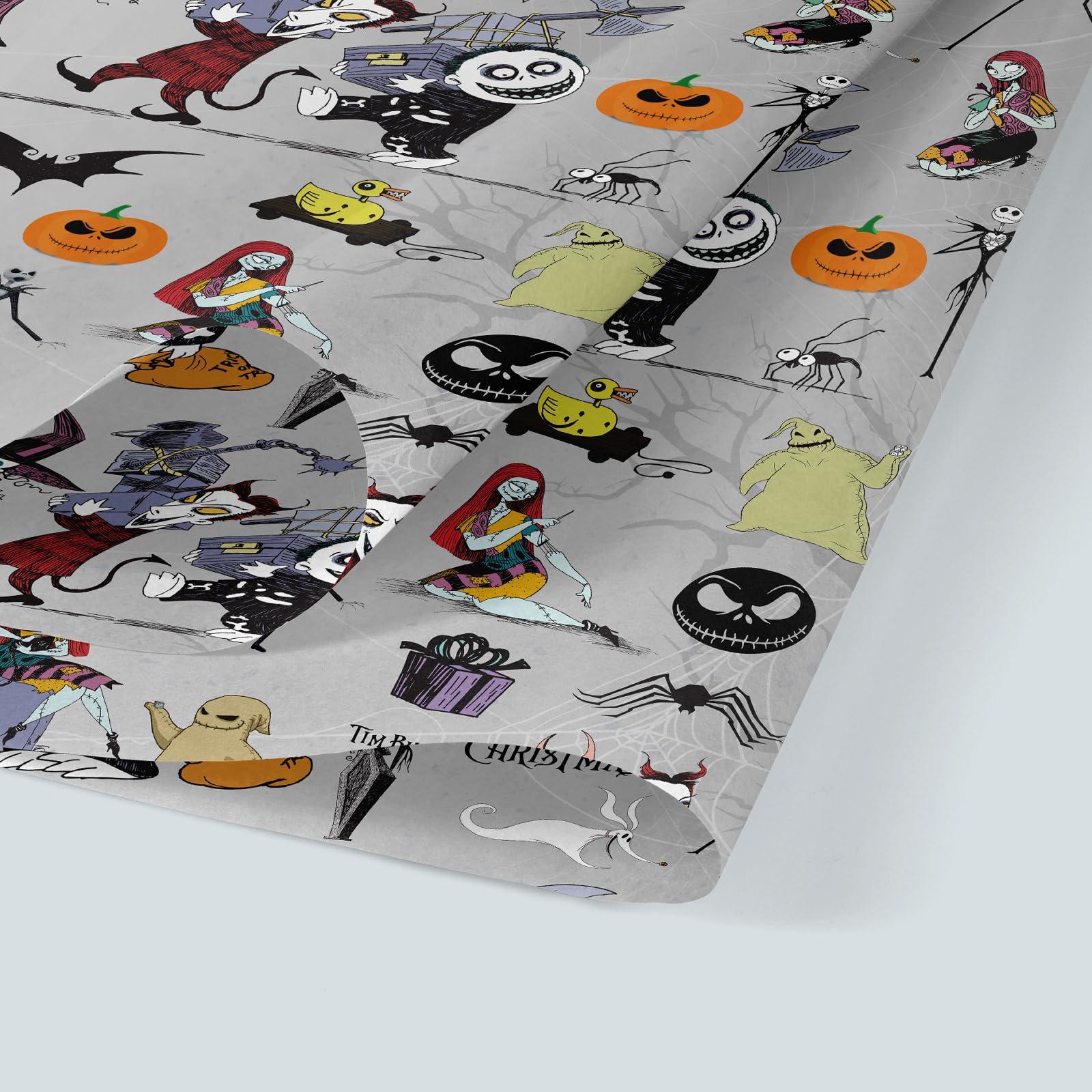 5 Pcs Nightmare Wrapping Paper Nightmare Before Christmas Gift Wrap Bulk Art Paper Folded Flat for Baby Shower Nightmare Before Christmas Birthday Party Decorations Wedding DIY Crafts Gift (white)