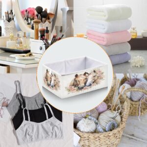 Emelivor Horse Roses Cube Storage Bin Fabric Storage Cubes Collapsible Foldable Storage Baskets Organizer Containers for Shelves Nursery Closet Bedroom Living Room,11 x 11inch