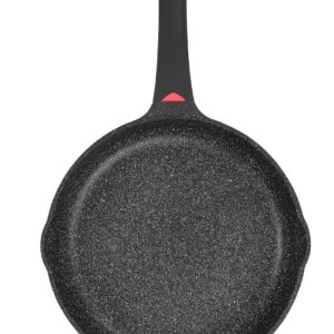 11 Inch Non Stick Frying Pans Granite Coated with Pour Spout - Lightweight 2.9 Quart Skillets and Frying Pans with Comfort Stay Cool Grip Handle - Induction Compatible PFOA Free Frying Pan (Black)