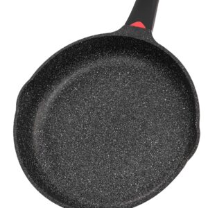 11 Inch Non Stick Frying Pans Granite Coated with Pour Spout - Lightweight 2.9 Quart Skillets and Frying Pans with Comfort Stay Cool Grip Handle - Induction Compatible PFOA Free Frying Pan (Black)