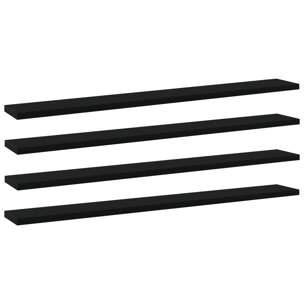 HFERTW Bookshelf Boards 4 pcs Black 31.5" x 3.9" x 0.6" Engineered Wood,Closet Shelves Wall Mounted CD Cabinet Hanging Shelf Suitable for Bathroom, Study, Bedroom