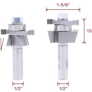 Whiteside 6009 15° Shaker Cabinet Door Router Bit Set, 1/2" Shank, for 1/4" Panels, 2-Piece