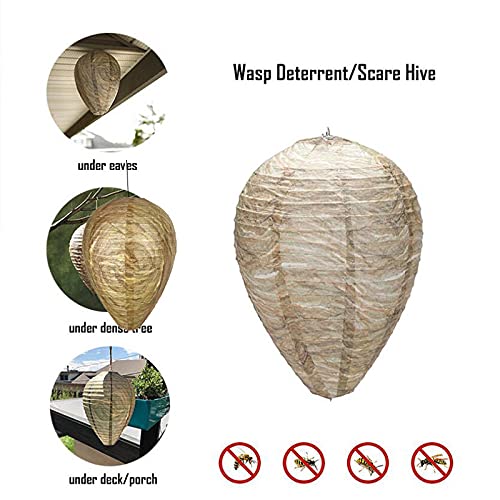 Wasp Nest Decoy Hanging Wasp Nest 4 Pack with Adjustable Hanging Strings (4 Pcs) | Stay Away from Wasps Hornets Yellow Jackets for Ourdoor, Home, Backyard and Garden