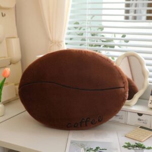 tzmapu coffee bean plush pillow, cute stuffed coffee bean sofa cushion, fruits doll toy, cozy pillow for sofa, office, cushion, lounge, gifts for kids and adults（coffee color，20inch）