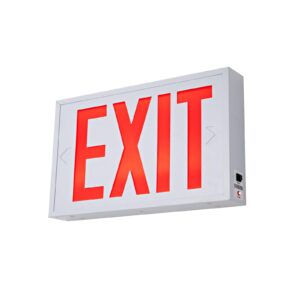 TANLUX Red Exit Sign with Steel Housing, LED Emergency Exit Light with Battery Backup, UL Listed, AC 120/277V, Commercial Emergency Lights for Business