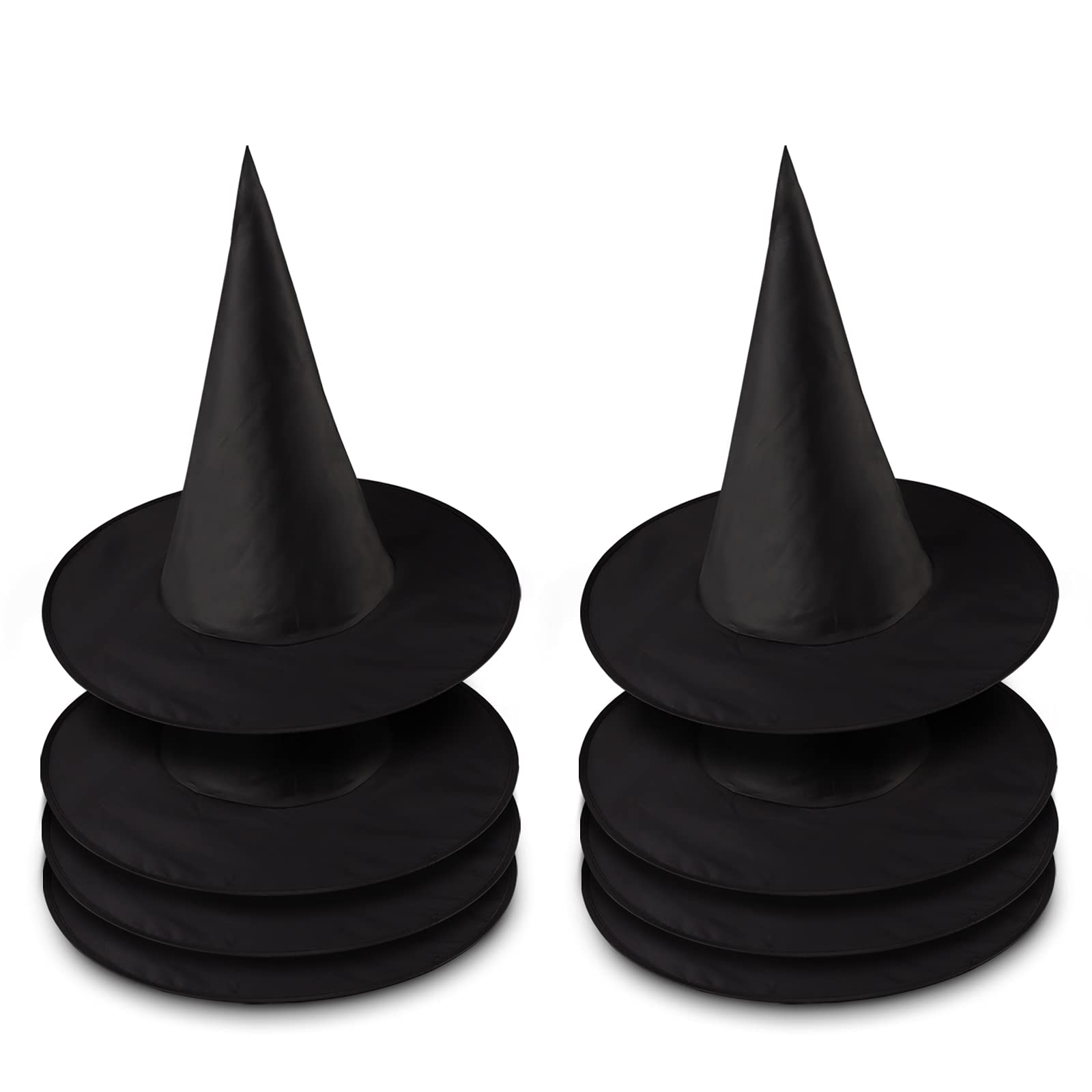 Beepow 8 Pack Witch Hats, Halloween Black Witch Hats Costume Accessory Decorations, Black Halloween Hanging Witch Hat, Witch Hat Halloween Decoration