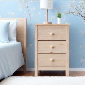 from the tree furniture nightstand tall 3 drawer solid wood unfinished - maximize space elegantly with this timeless tall bedroom side table