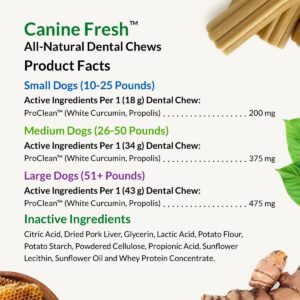 ULTIMATE PET NUTRITION Canine Fresh Dental Chews, Dental Dog Treats, Oral Care and Hygiene Chews, Soothes Gums, Vet Developed, 15 Chews (Medium)