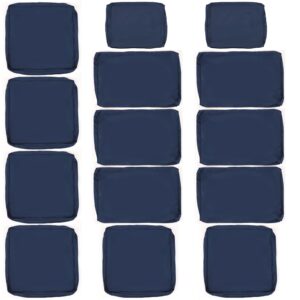 14 Pcs Outdoor Cushion Slipcovers Outdoor Patio Cushion Covers Replacement Waterproof with Zipper for Outdoor Furniture, Patio Sofa Couch 3 Sizes, Covers Only (Navy Blue)