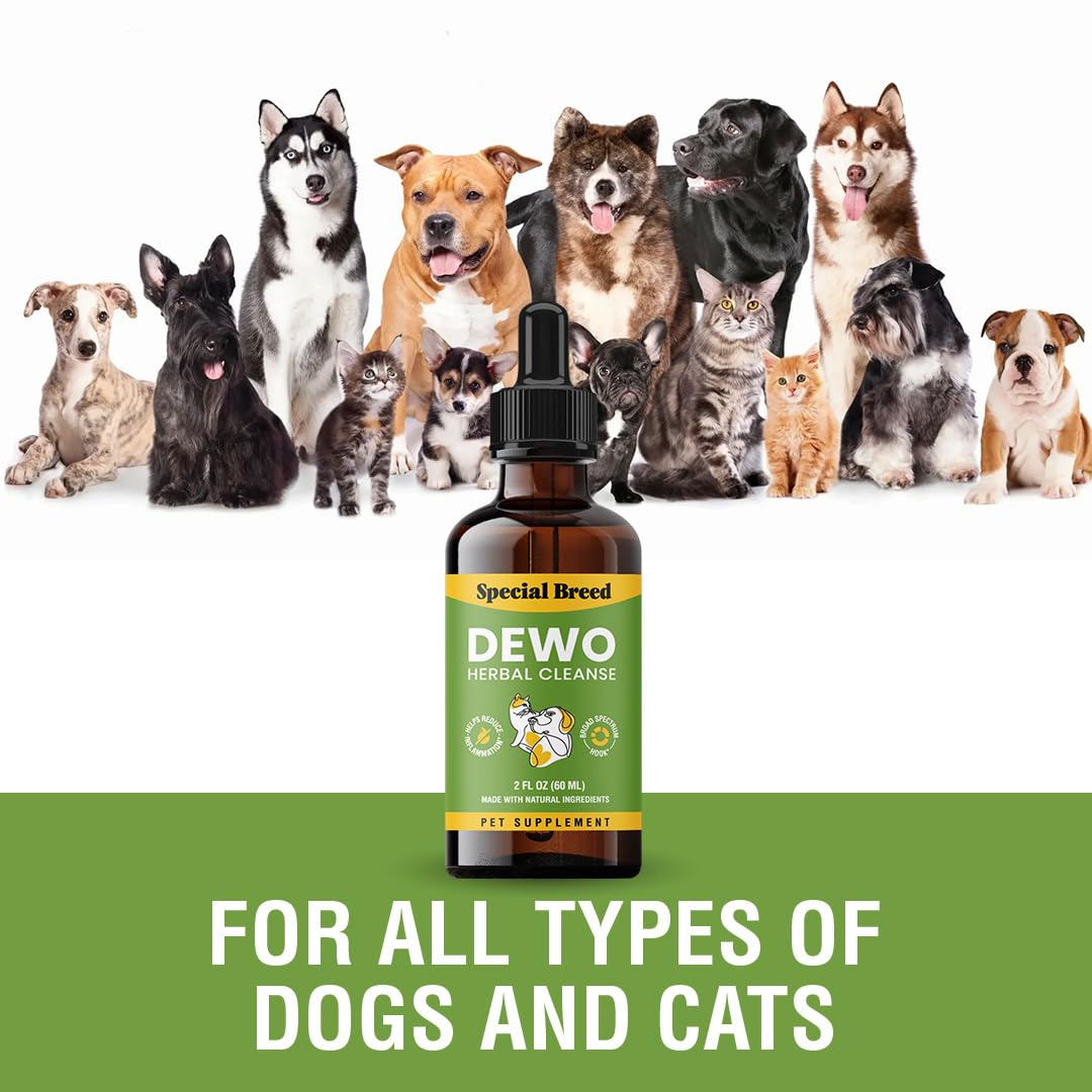 Cats and Dogs Natural Broad Spectrum Treatment Against Parasites and Toxins, Homeopathic Support and Breeds, Made in The USA, 2oz