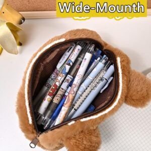 NAPIMICO Cute Plush Pencil Case Kawaii Capybara Pencil Pouch Makeup Bag Large Capacity Cosmetic Bag Aesthetic Cute Stationery (Brown)