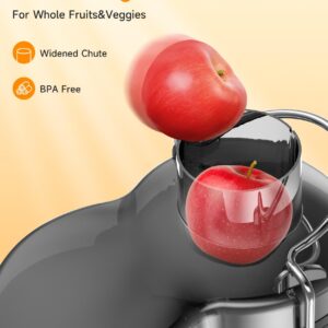 Juicer, 600W Juicer Machine with 3 Inch Wide Chute for Whole Fruits, High Yield Juice Extractor with 3 Speeds, Easy to Clean with Cleaning Brush, Compact Centrifugal Juicer Anti-drip