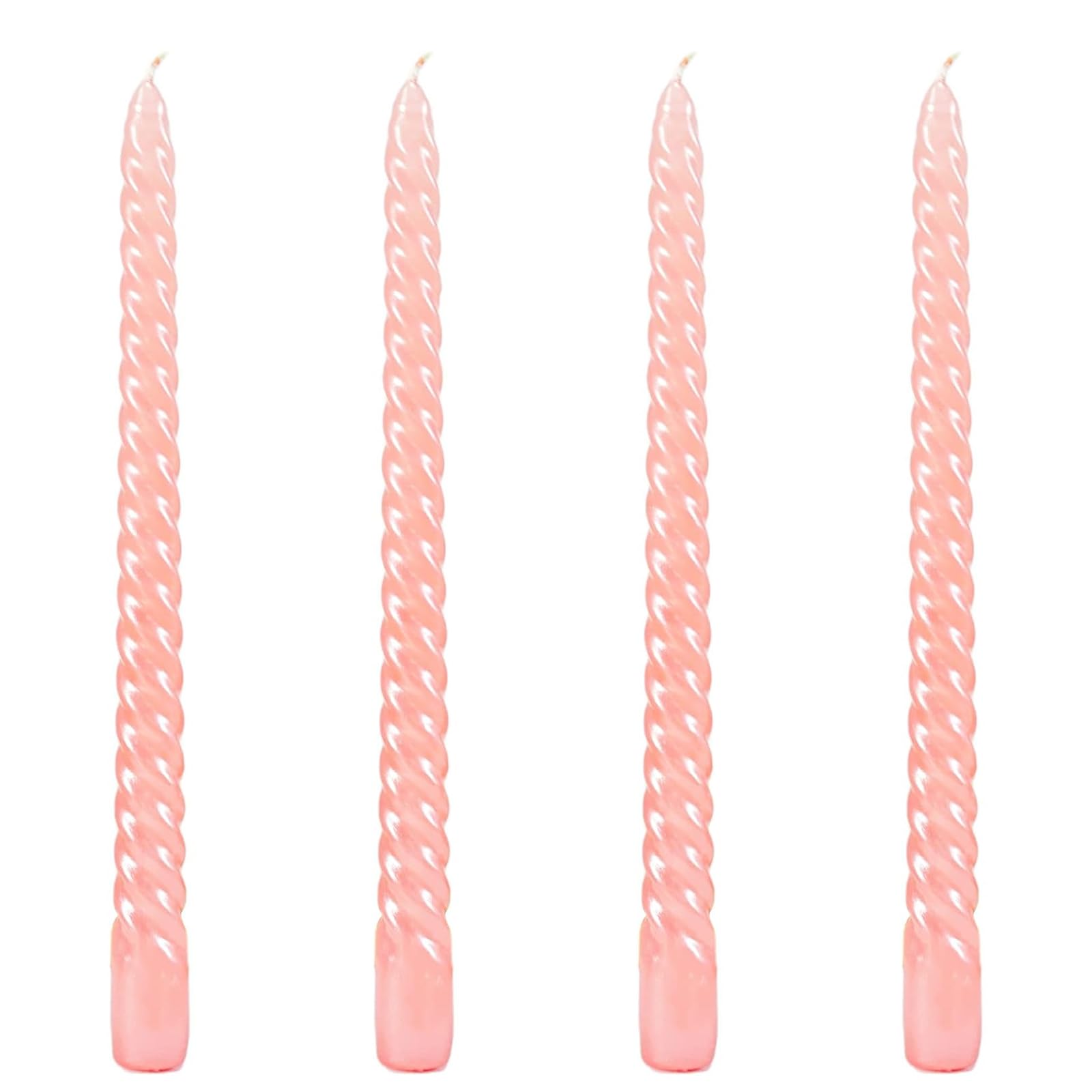 Likejarcand Taper Candles,10 inch-Set of 4 Metal StyleTapered Candles,Long Candle,Tall Candlesticks, Long Candle Sticks,Spiral Candle,Home Dinner, Party, Wedding, Halloween (4, Pink, 10 inch)