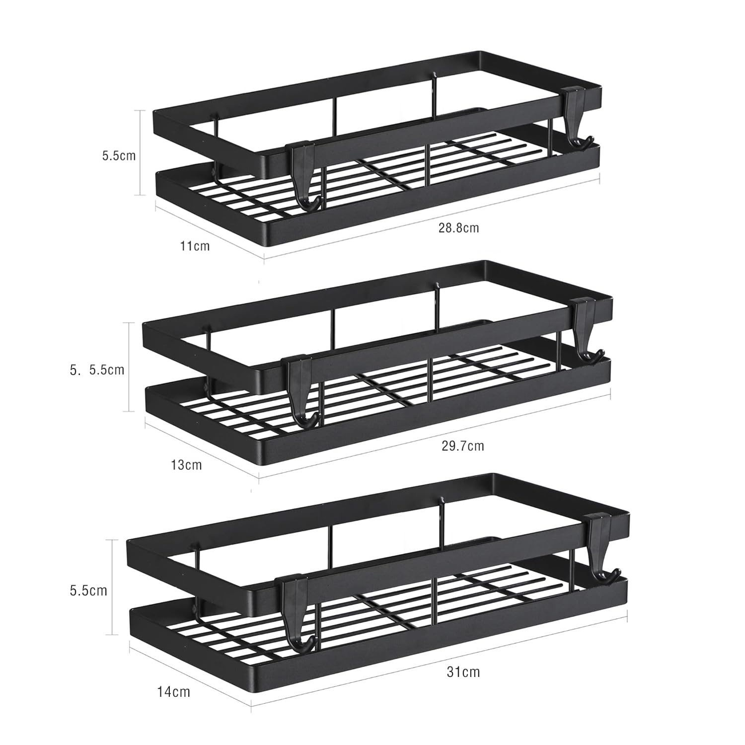 Kikunum Shower Caddy Shelf Organizer Rack,Bathroom Shower Organizers,Self Adhesive Black Bathroom Shelves Basket, Home Wall Shower Inside Organization