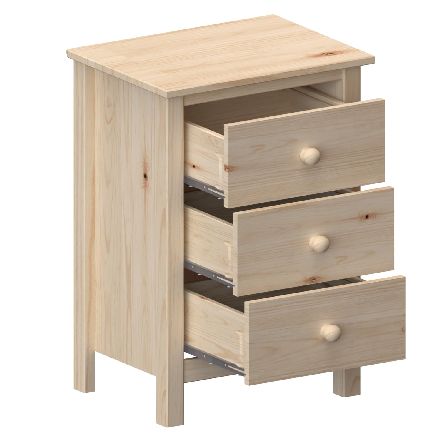 From the Tree Furniture Nightstand Tall 3 Drawer Solid Wood Unfinished - Maximize Space Elegantly with This Timeless Tall Bedroom Side Table