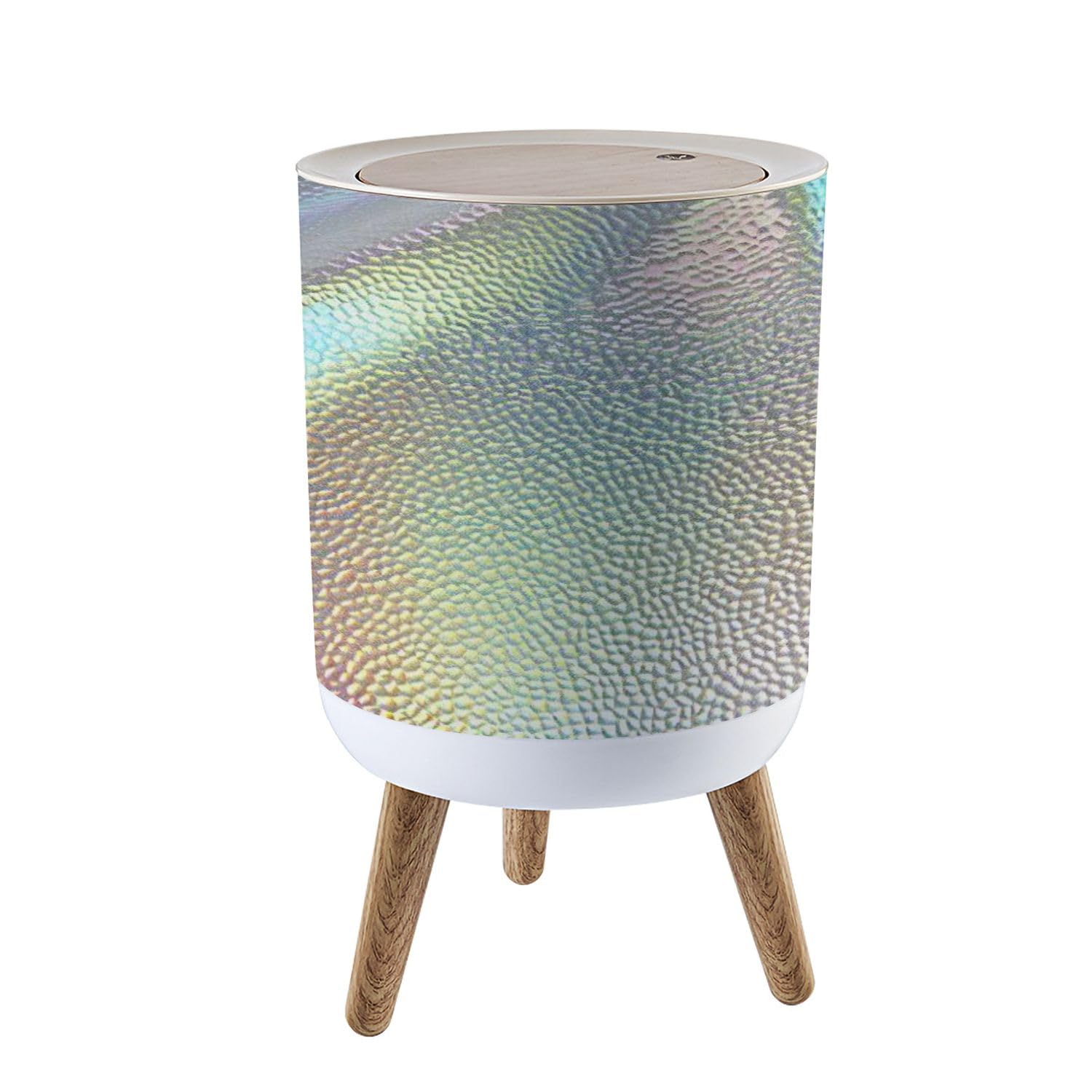 Trash Can with Lid Holograph Holographic texture foil abstract backdrop Iridescent Garbage Can Round Waste Bin Press Cover Dog Proof Wastebasket for Kitchen Bathroom Living Room Nursery 1.8gal, ljt