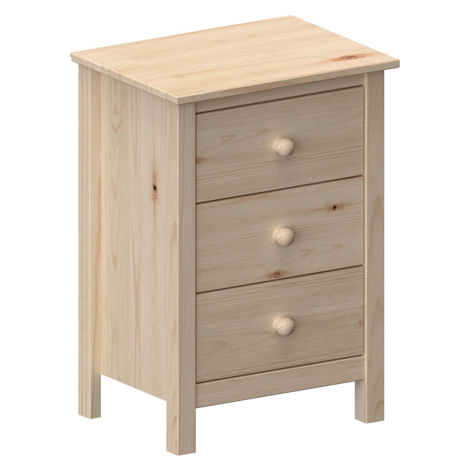 From the Tree Furniture Nightstand Tall 3 Drawer Solid Wood Unfinished - Maximize Space Elegantly with This Timeless Tall Bedroom Side Table