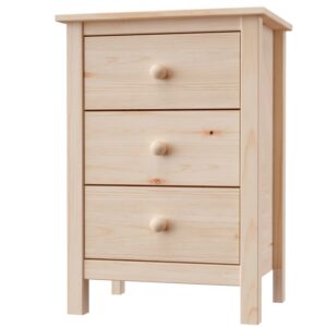 From the Tree Furniture Nightstand Tall 3 Drawer Solid Wood Unfinished - Maximize Space Elegantly with This Timeless Tall Bedroom Side Table