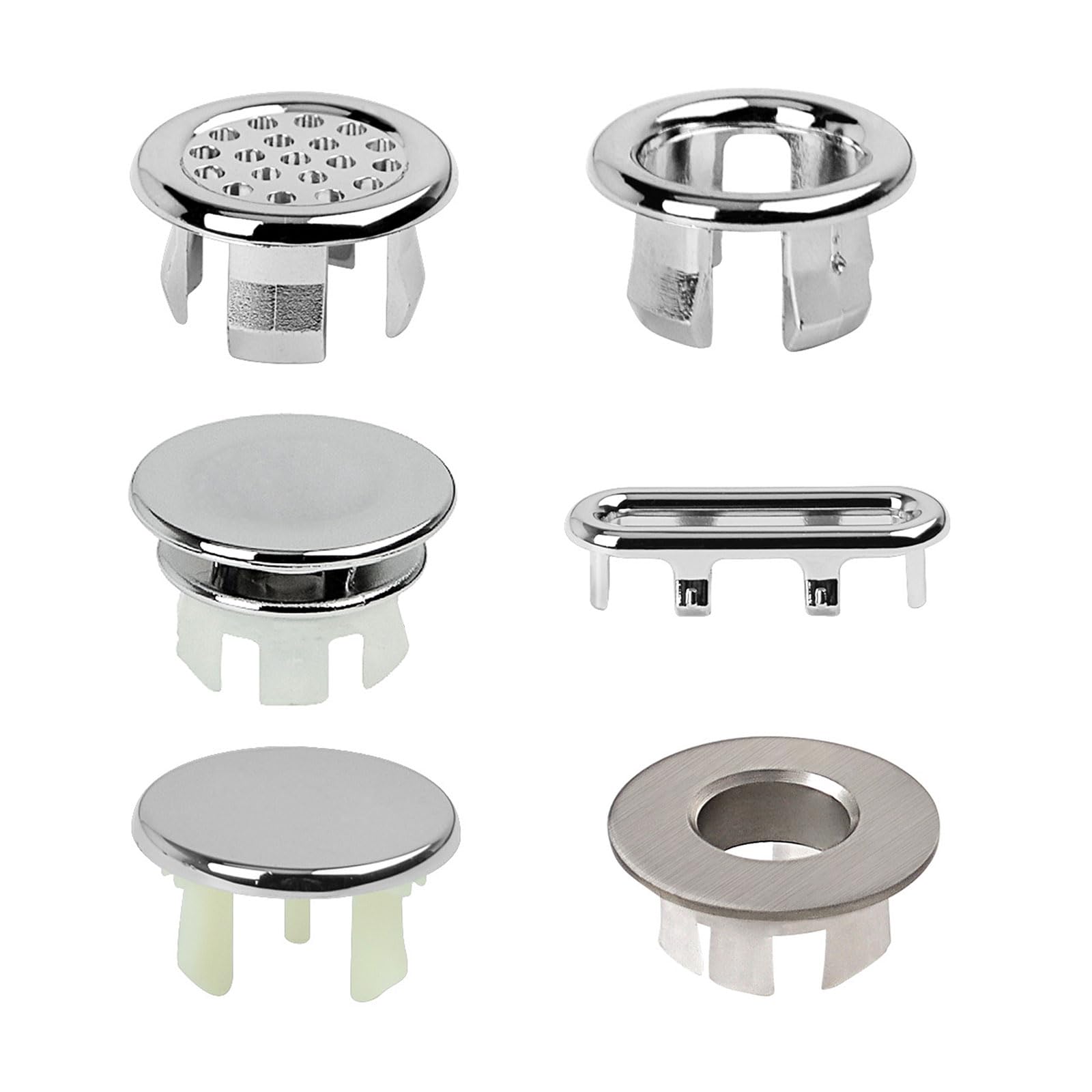 6-Piece/Set Sink Overflow Rings Sink Overflow Cover Sinking Overflow Rings Trimming Overflow Drain Cap Sink Hole Replacement Drain Cap Bathtub Hole Kitchen Sink Accessory