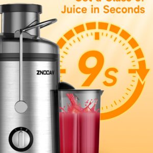 Juicer, 600W Juicer Machine with 3 Inch Wide Chute for Whole Fruits, High Yield Juice Extractor with 3 Speeds, Easy to Clean with Cleaning Brush, Compact Centrifugal Juicer Anti-drip