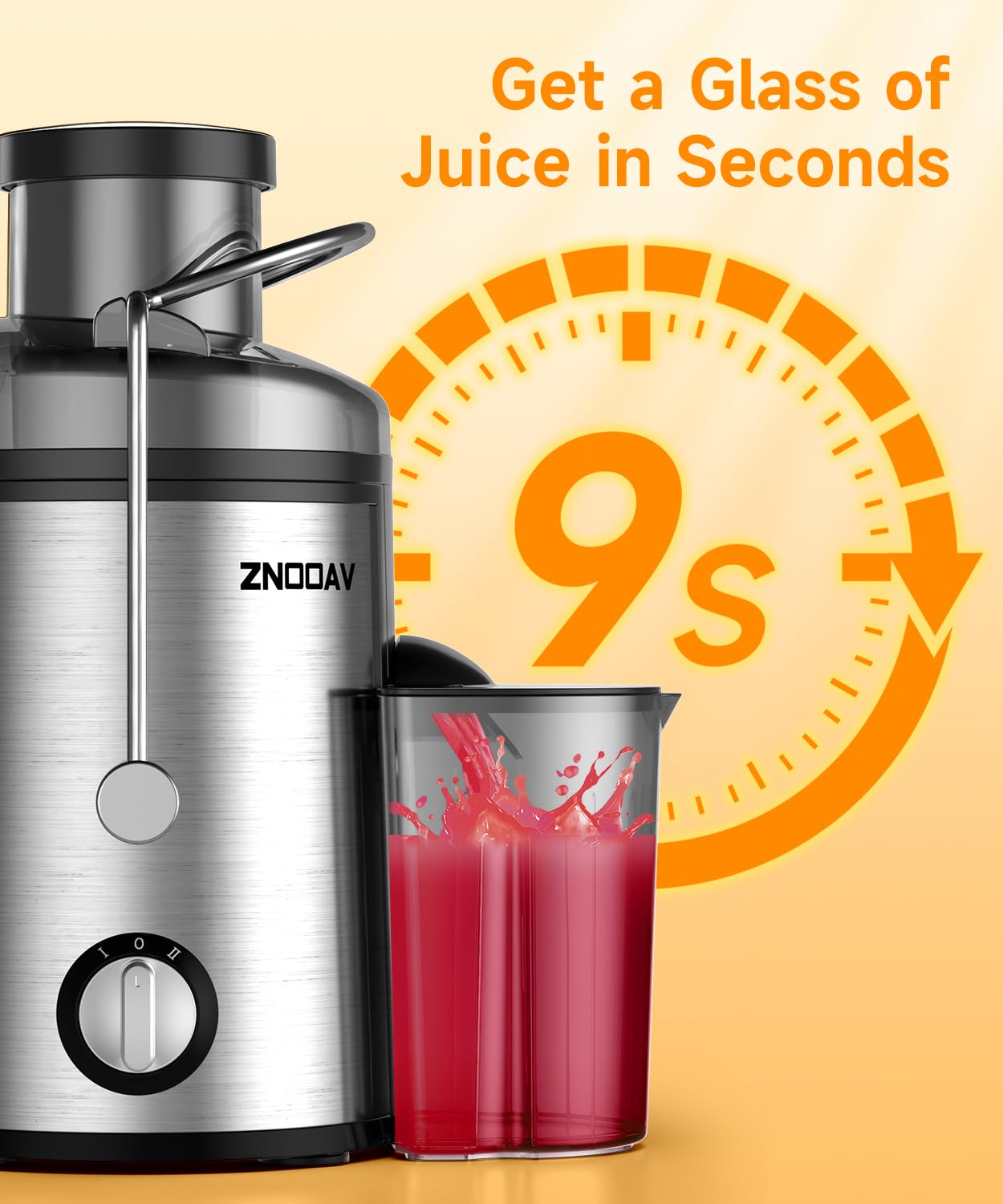 Juicer, 600W Juicer Machine with 3 Inch Wide Chute for Whole Fruits, High Yield Juice Extractor with 3 Speeds, Easy to Clean with Cleaning Brush, Compact Centrifugal Juicer Anti-drip