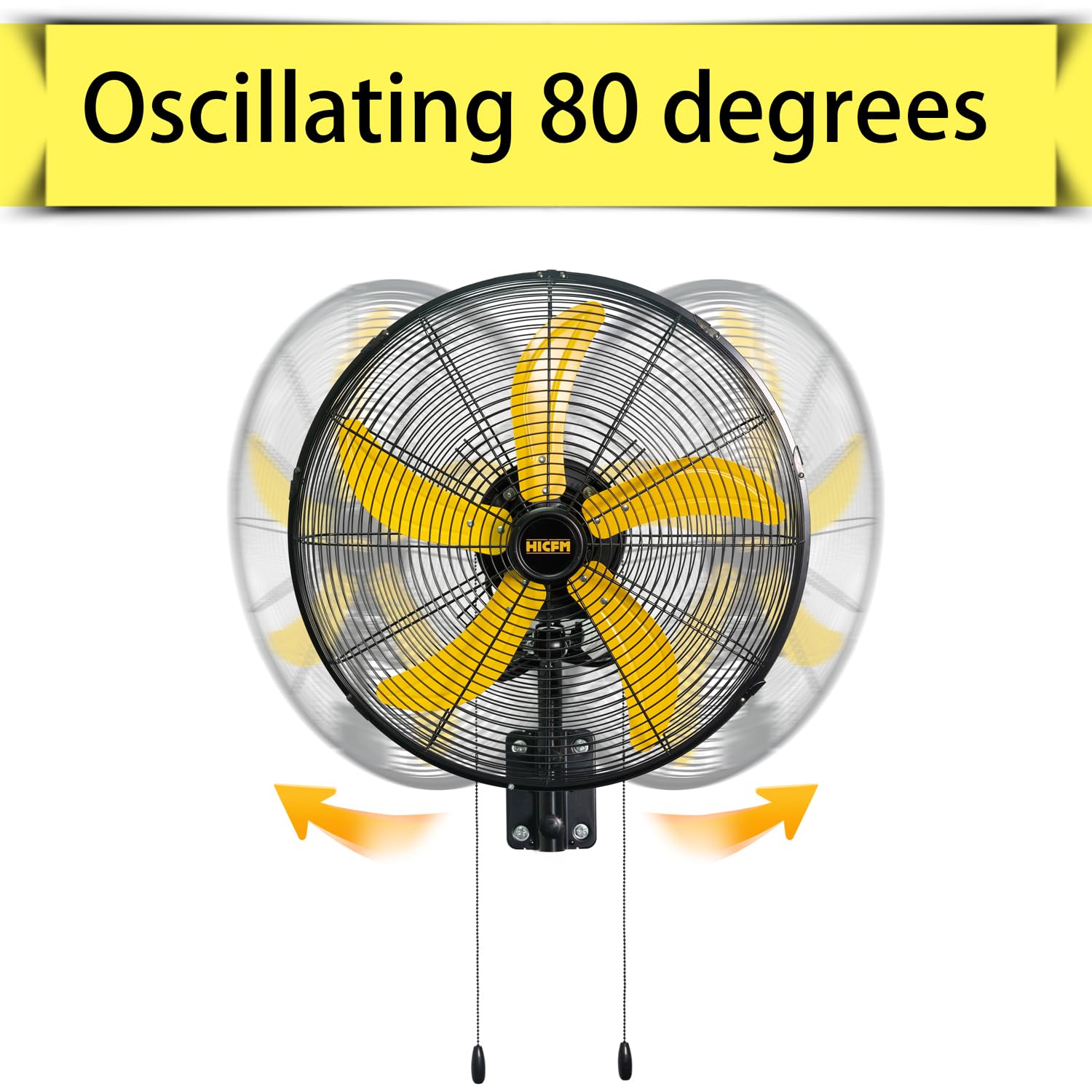 HiCFM 20" Oscillating Wall Fan, 4800 CFM High Velocity Industrial Wall Mounted Heavy Duty Shop Fans with 3 Speed Settings 80° Oscillation for Commercial Garage Warehouse workshops Factory