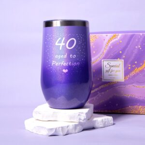 40th Birthday Gifts Women, 40th Birthday Gift Set for Women, Purple, 40th Happy Birthday Gifts for Women, Idea 40th Gift Set for Best Friends Female Women Sister Mom Aunt Wife Coworker Bestie BFF