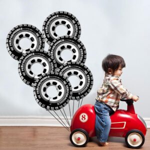 30 Inch Wheel Balloons, Race Car Tire Balloons, Racing Cars Wheels Theme Birthday Party Decorations Supplies for Men and Boys 6Pcs