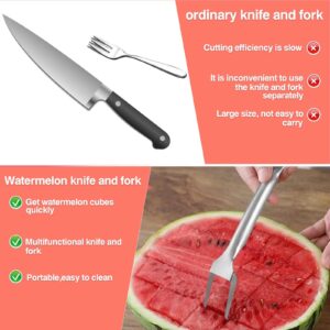 Generic 2-in-1 Stainless Steel Fruit Cutter, 2024 New Upgrade Watermelon Fork Slicer Cutter Slicer Tool, Dual Head Fruit Forks Slicer Knife,Summer Watermelon Fruit Cutting Home Kitchen Gadgets (2Pcs)