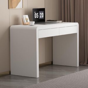 dongge white computer and gaming desk with drawers.home office desks for bedroom.wooden kids' writing table.three-layer lacquered thick wooden board work desk that can be used as a vanity(z-101)