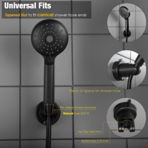 Handle held Shower Head Holder Suction Cup - Retachable - 5 Positions Adjustable - Bathroom Wall Mounted Shower Hose Holder - (Matte Black)